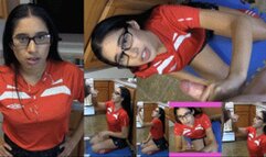 Soccer girl eRica milks her coach's cock for the holidays until it explodes all over her soccer uniform!
