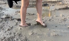 video compilation of the best moments with a girl walking through the mud in high heels