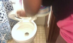 Teenie goes for a Ride on Giantess Toilet Brush 1080