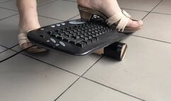 keyboard crush fetish in wooden clogs heavy stomps and balancing