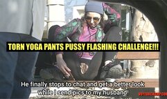 Consensual Candid - Exhibitionist Wife Helena Price TORN YOGA PANTS PUBLIC PUSSY FLASHING CHALLENGE!!!