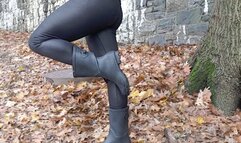 Muddy Rubber Boots and Shiny Leggings