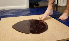 Karina Stuck Barefoot in Purple Glue Trap