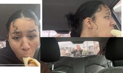 360P Embarrased latina gets Blowjob prank with banana in car