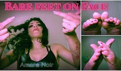 Bare feet on face