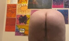 FTM riding dildo on wall orgasmic facial expressions fingering view