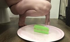 Barefoot Smashing Green Cake and Fingering