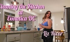 Cleaning the Kitchen at Exxxotica DC in my Clips4Sale Catsuit upzipped, 34DDD Blue Bar Exposed, Housecleaning, Real Life