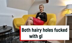 Both hairy holes fucked with glass dildo - medium resolution