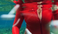 Red catsuit in the springs video two: A tits and crotch kind of thing!
