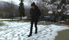 Mistress Natasa tramples the slave's groin with snowy boots, past her orgasm mp4