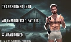 Transformed into an immobilised fat pig and abandoned in a barn