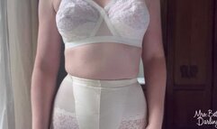 Housewife Teases in Vintage White Lingerie