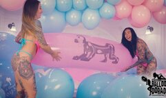 Megan and Caro ride to pop 36 Inch China Balloons 4K UHD Version