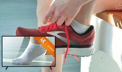Sweaty Girl Sock Removal of a Sports Beauty - 4K 2160p MP4
