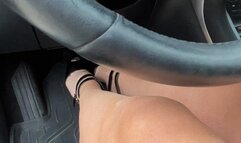 Foot fetish & playing with the car pedals