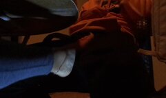 Evening footjob under table