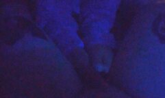Hot Milf Goddess gives rough femdom footjob and toe job under blacklight to hard tattooed cock with extreme cumshot on her beautiful toes