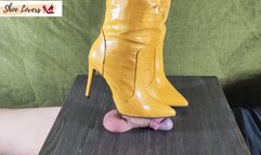 Yellow boots bootjob shoejob ruined orgasm double cumshot
