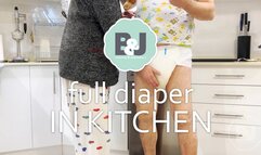 Full diaper in kitchen