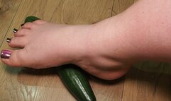 #2 BBW plays with her feet with a big cucumber