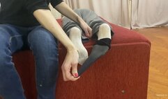 ROOMMATE IS PLAYING WITH HER SMELLY NYLON FEET - MP4 HD