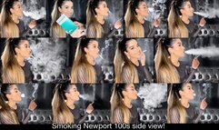 Angie smoking Newport 100s side view! Nose exhales - Snaps - Cone exhales - Residual exhales
