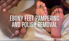 Ebony Feet Pampering and Polish Removal by Royal Ro HD MP4 1080p - ebony foot worship, wet feet, toenail fetish, lotioning feet, massaging feet