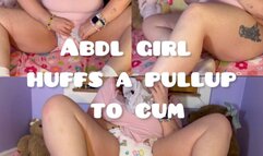 Huffing her soaked pullup to cum in a diaper