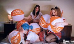 Q928 Three girls blow up 9 beach balls - 480p