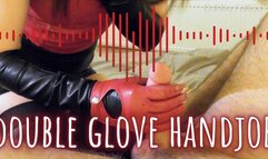 Dahlia's First Glovejob in Double Leather Gloves