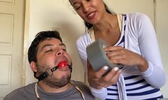 Humiliating Femdom Gag Punishment For Chubby Slave Boyfriend (high res mp4)