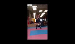 ada love kick doing sparring demostration with her high kicks with her friend
