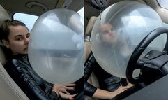 Nastya is stuck in the airbag and wants to rub her face and body on it