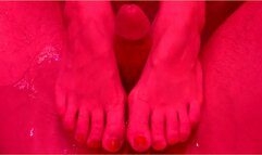 Loving Bathtub Footjob In Various Styles & Cum On My Sweet Feet Under Pink Light - Keyla & Lucas