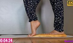 Bread Crushing Bare Feet - 4K MP4