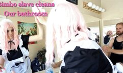 Bimbo slave cleans bathroom for Alpha Couple