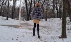 teasing you while i model my fur coat outdoor