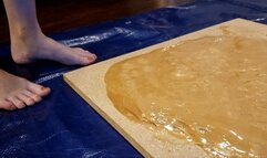 Karina Stuck Barefoot in Giant Honey Glue Trap