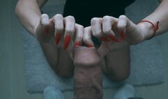 Long red nails play with foreskin 2 (1080p)