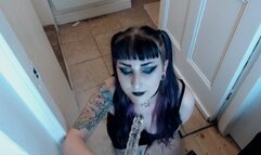 goth girl on her knees