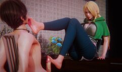 Busty Tsunade gets on her knees and sucks a big cock