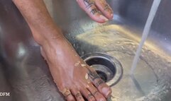 "Goddess washing her feet"