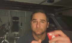 Guy smoking a Marlboro Red 100 in the garage Sexy smoking