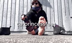 Slow motion jumproping sweaty feet, sweat pants, wool socks, leather shoes removal and tease, Hungarian milf feet