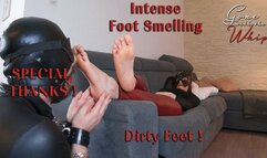 Dirty Feet Smelling with Red Leather Leggings