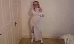 princess Leia Cosplay Dancing Striptease in PVC boots