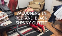MISTRESS VACUUMING IN RED AND BLACK SHINNY LEATHER