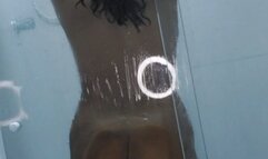 MILF Playing with the glass in the shower