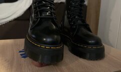 Dr Martens boots smashing slave balls on the Cockbox by Mistress Lumy